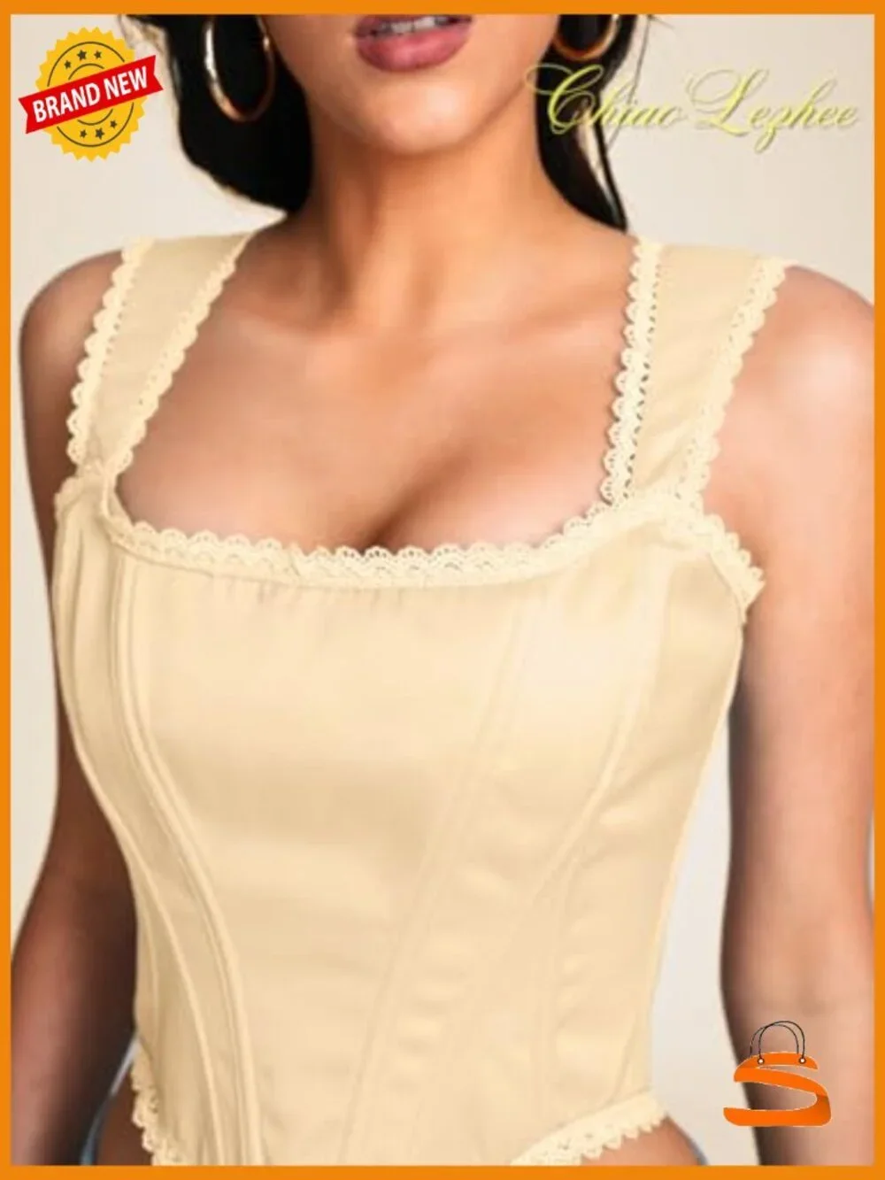 Satin Corset Bustier Crop Top Lace Trim Renaissance Fairy
